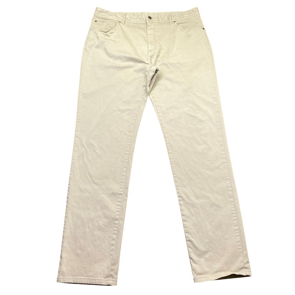 Johnnie-O Mens Khaki Chino Pants Beige Stretch Cotton JMPA1330 Sz 36x33 Repaired